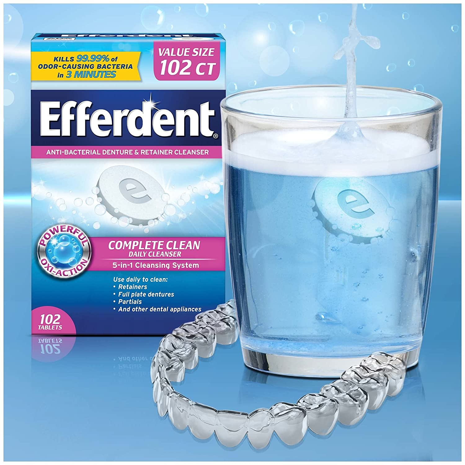 Efferdent Complete Clean Retainer Cleaner & Denture Cleanser - 126 Tablets