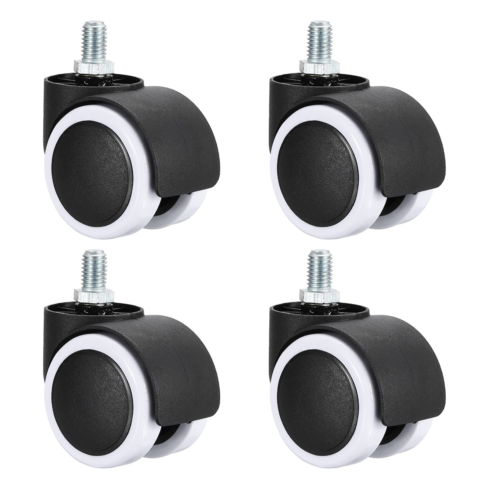 4Pcs 2 Inch Swivel Casters 360 Degree Threaded Swivel Stem Wheels White