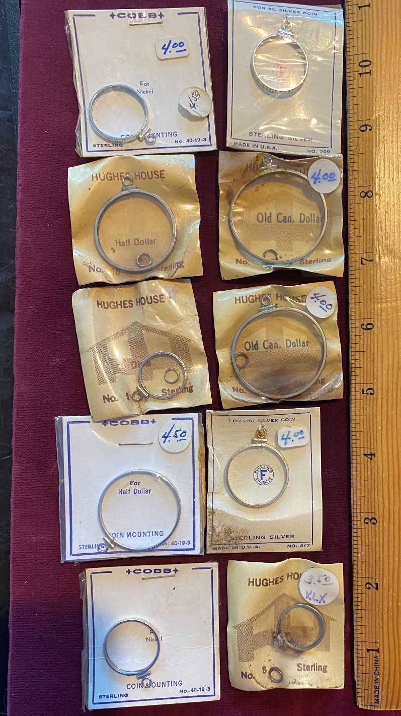 STERLING SILVER 10 BEZELS  NEW OLD STOCK FROM THE 1970'S   JEWELRY STORE BUY OUT