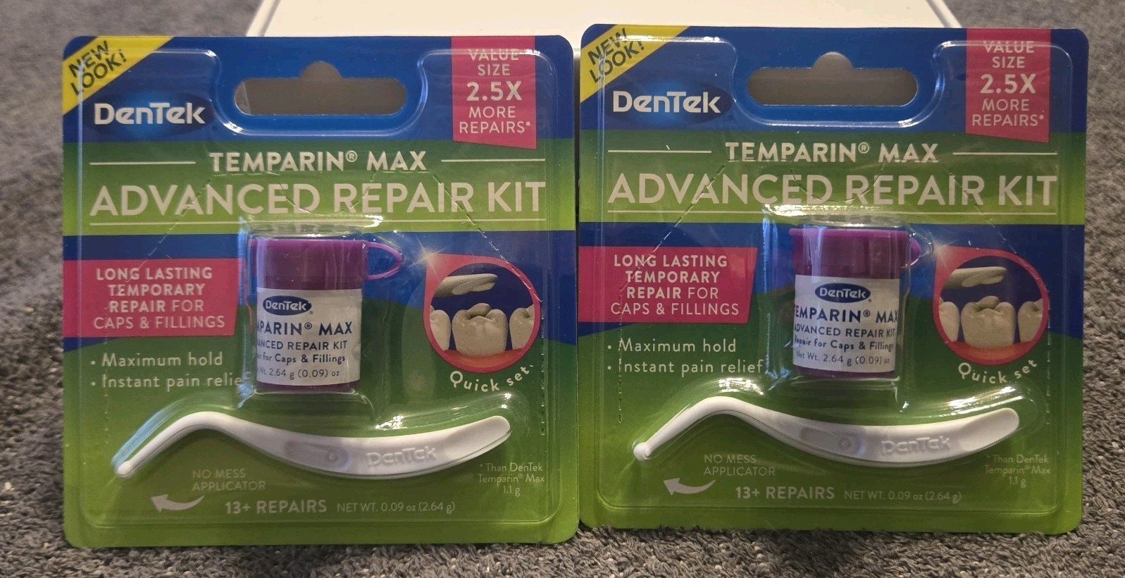 (2)  DenTek  TEMPARIN MAX ADVANCED REPAIR KIT 13+  repairs EACH 04/27   2.5 MORE