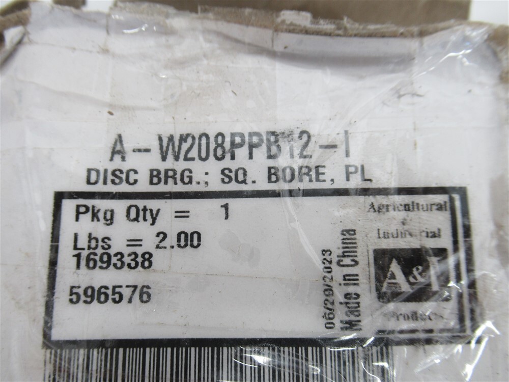 A&I A-W208PPB12-I , Disc Bearing , Spherical , Square Bore