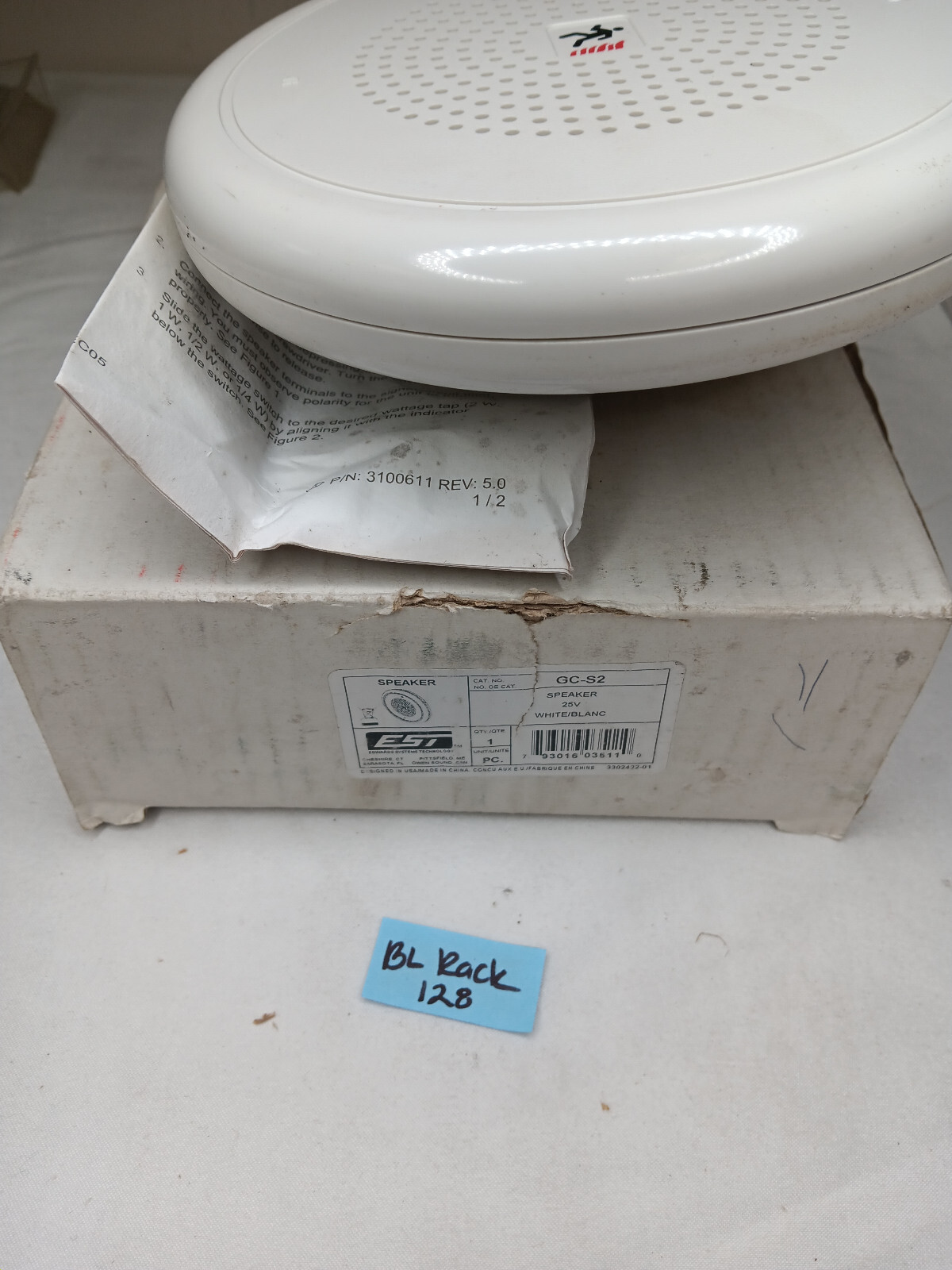Edwards GC-S2 White Ceiling Fire Alarm Speaker 25V New-Old Stock