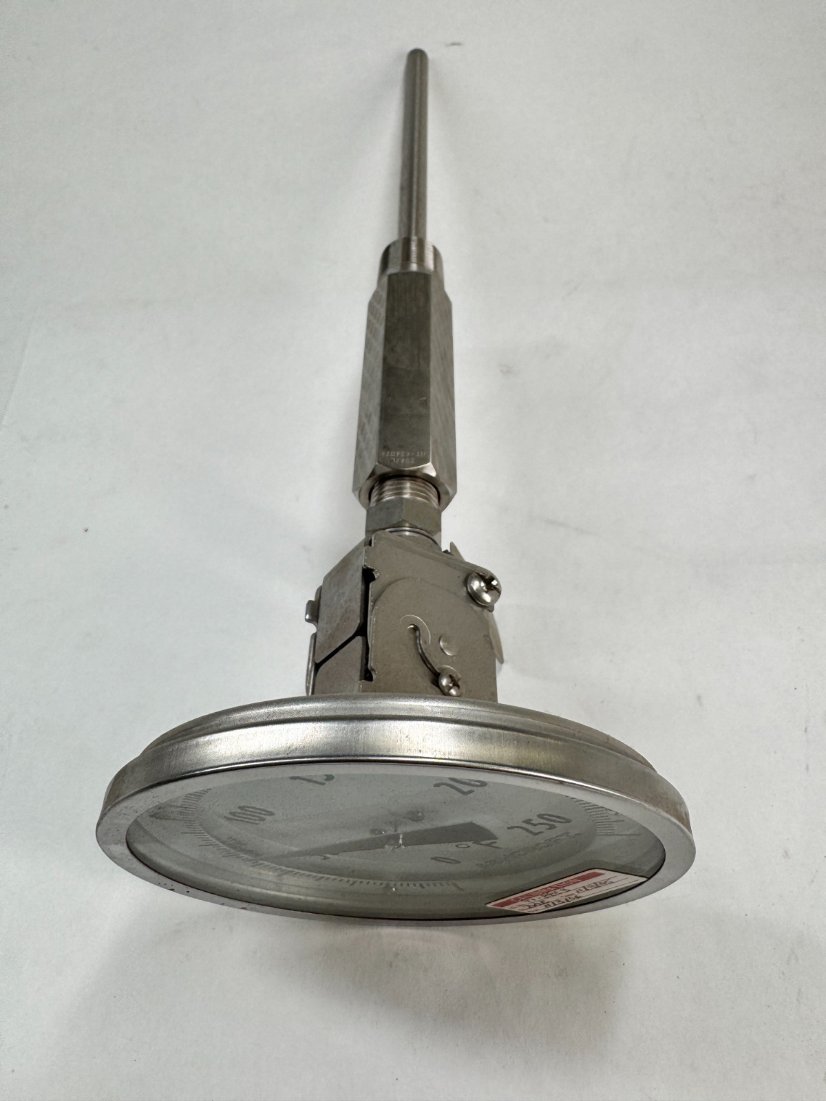 ASHCROFT Adjustable Angle Thermometer, 0-250F, 5" Face, 8" Stem, 3/4" NPT