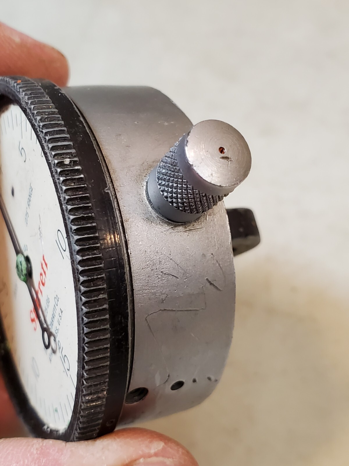 2" Starrett 25-136 Dial Indicator, 0.75" Range, Missing Crystal, Working