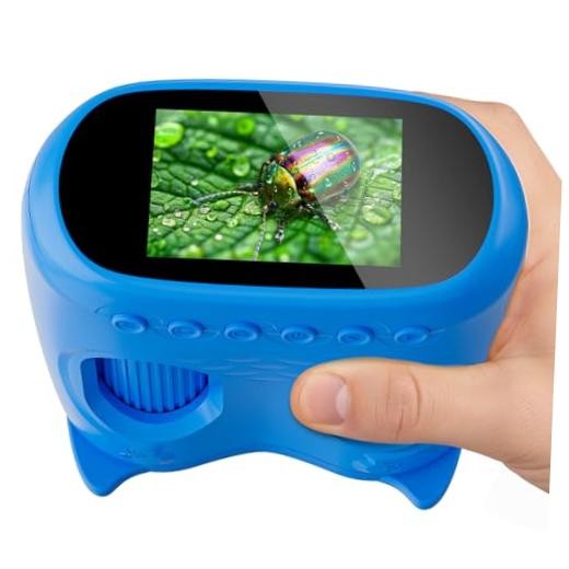 2-in-1 Kids Microscope Telescope,  2.0" 1000X Digital Microscope for Kids, Blue