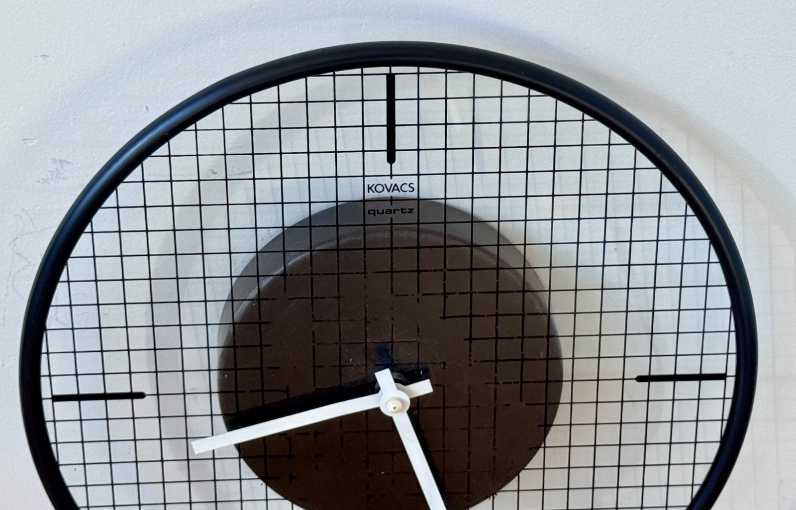 1980 George Kovacs Post Modern Geometric Glass Black Wall Clock Vtg Retro Mcm