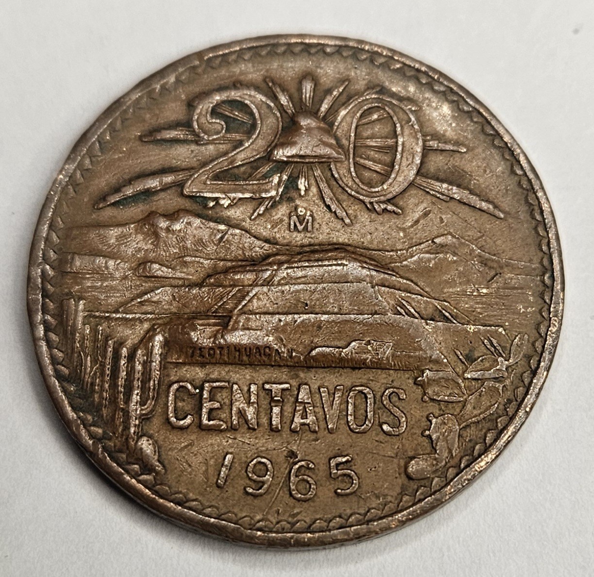 1965 Mexico 20 Centavos - Mexican Coin - Bronze - World Coin - Liberty Cap - L4