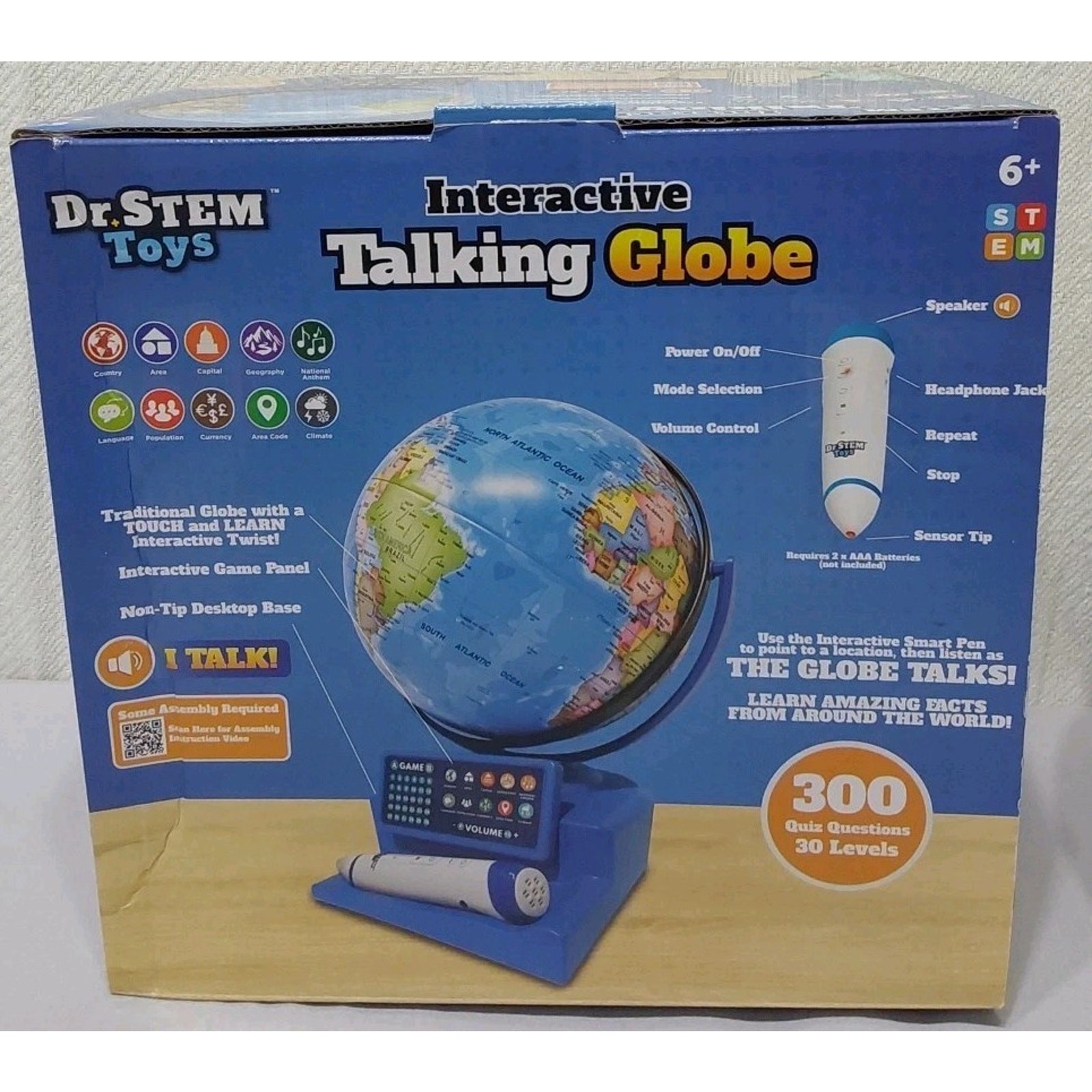 Dr. STEM Toys Interactive Talking Globe with Smart Pen, Game Panel, 300+ Geog...