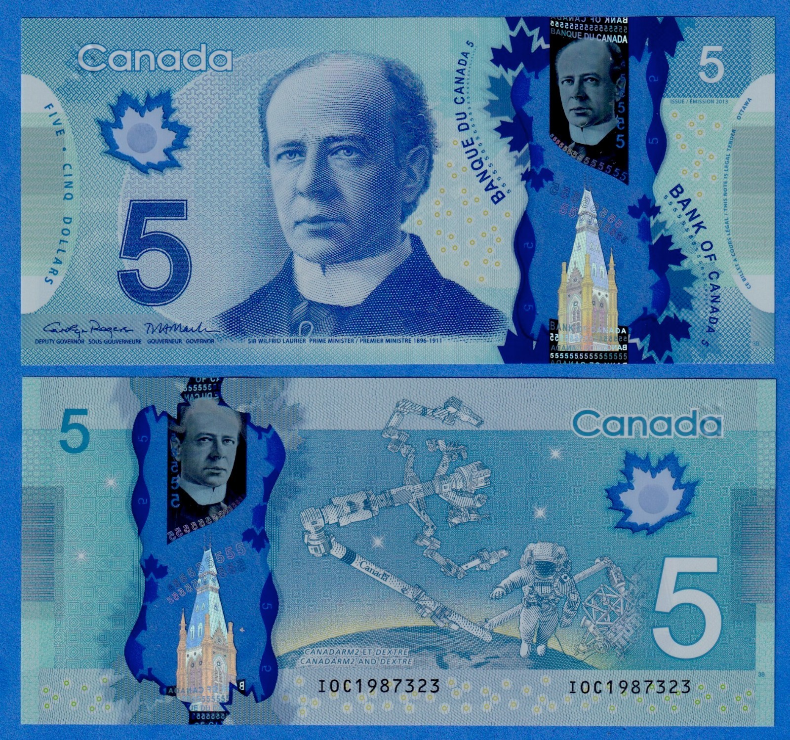 Canada $5 2013 BC-69f / P106f  UNC POLYMER Prefix IOC Birthday Serial Year 1987