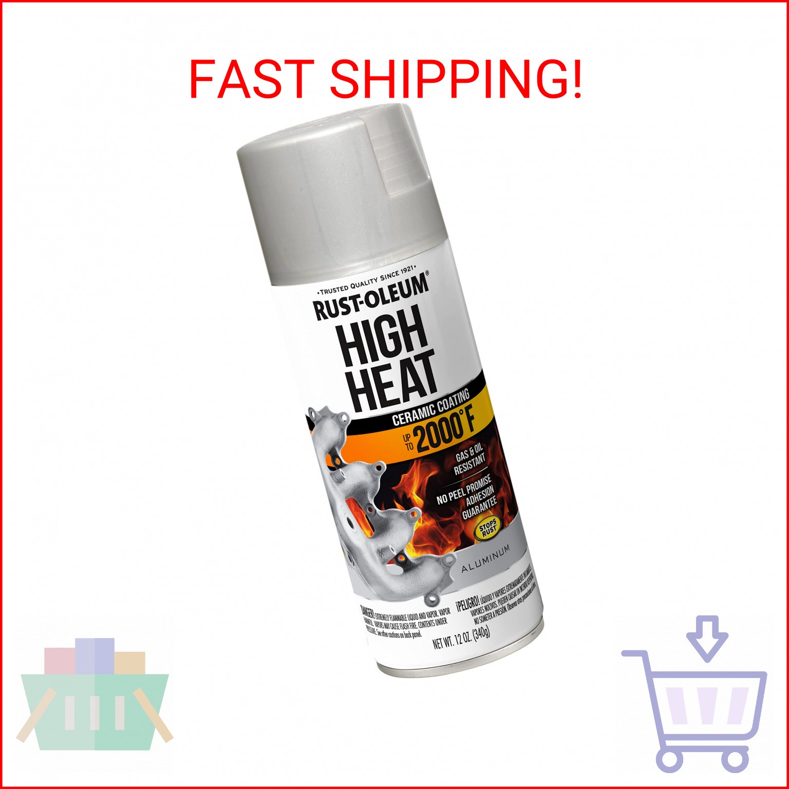 Rust-Oleum 248904 Automotive High Heat Spray Paint, 12 Ounce (Pack of 1), Flat A
