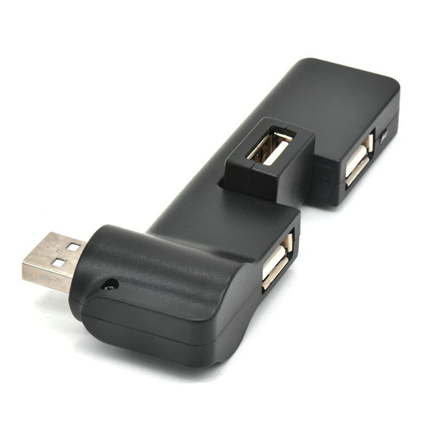Black Mini USB 2.0 Hub 4-Port 90/180 Degree Rotatable USB Hub Extension