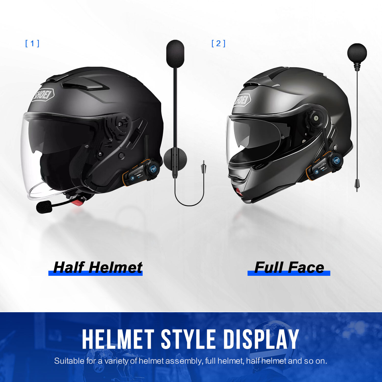 4x FX8 Pro Motorcycle Bluetooth Headset Helmet Intercom 10 Riders Communication