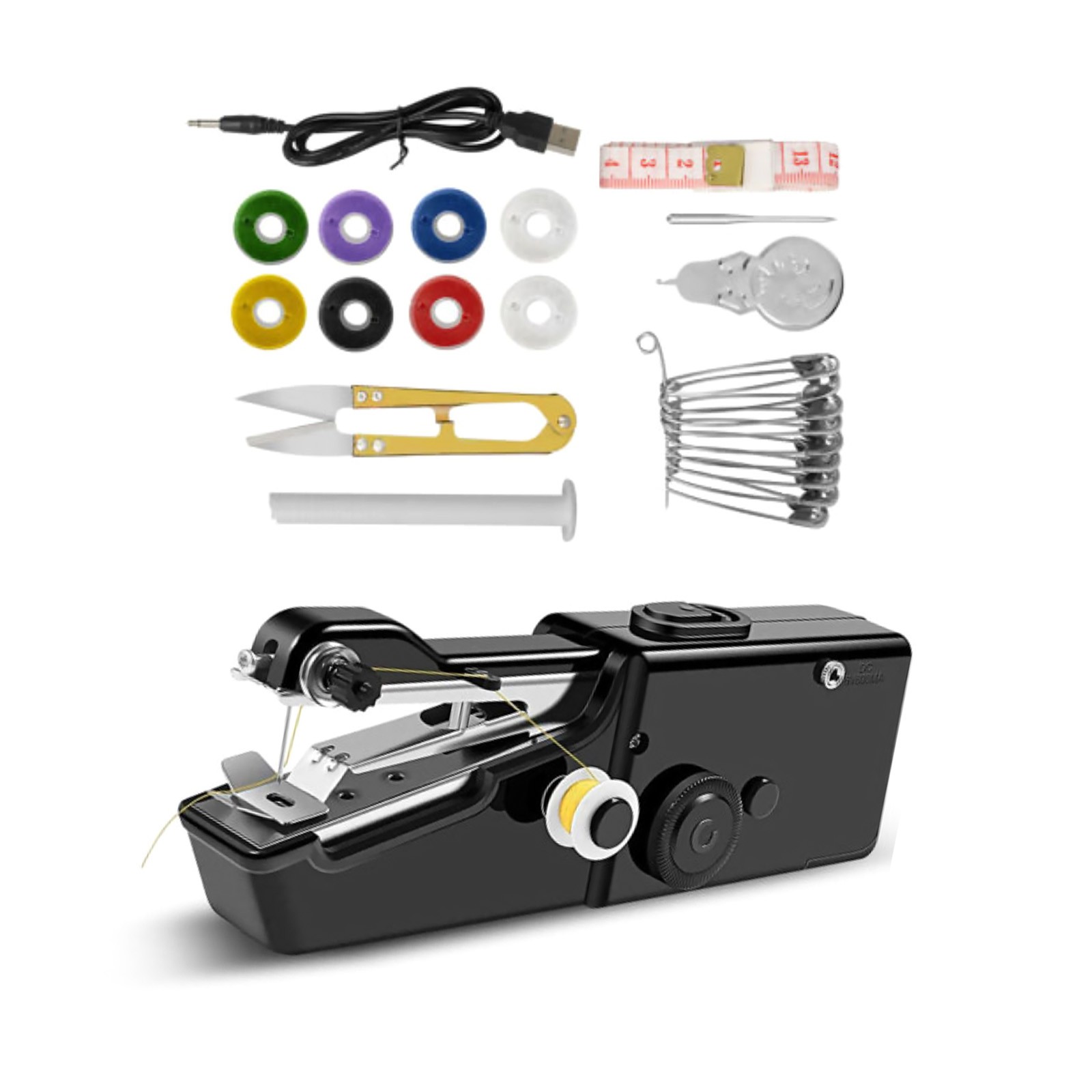 Handheld Mini Sewing Machine Stitch Electric Compact Tool w/ Sewing Kit