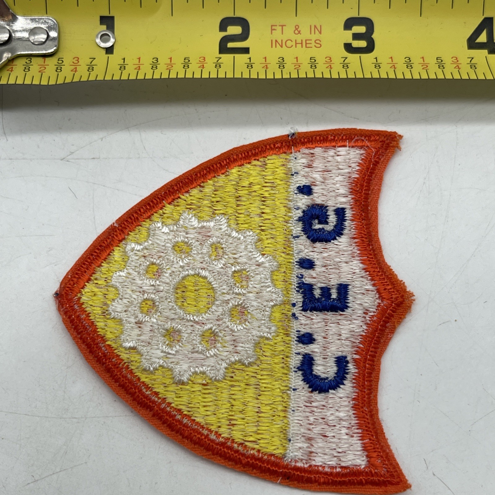 Guatemalan Military Engineer Group C.E.G. Shield Orange Cut Sew On ~3” Patch