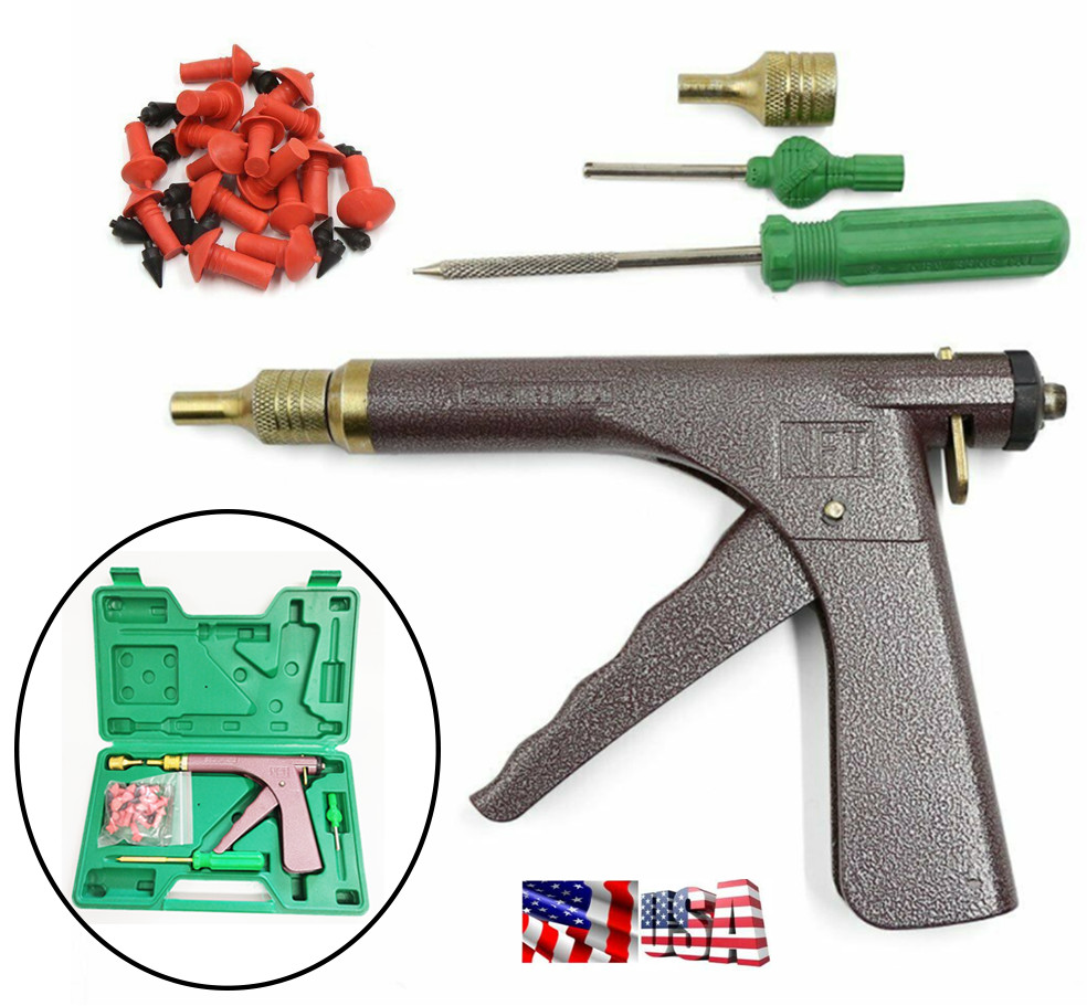 Tubeless Tire Plugger Tire Wheel Repair Gun Kit Mushroom Plug Probe Nozzle (USA)