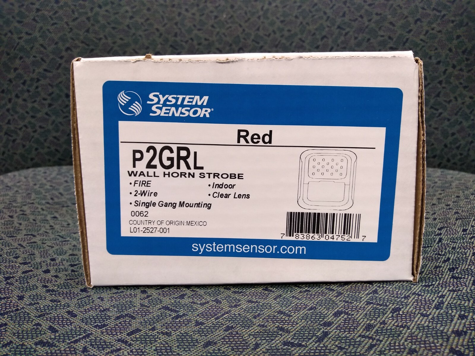 Compact Horn/Strobe, 12/24 Volt, Wall Mt, Red, System Sensor #P2GRL