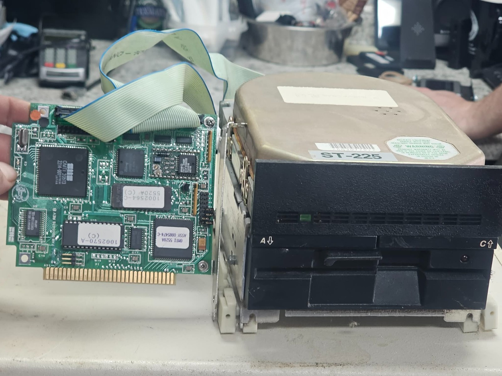 Vintage AT&T 6300 Computer MFM ST225 Hard Drive & Floppy Drive & Controller+Cage