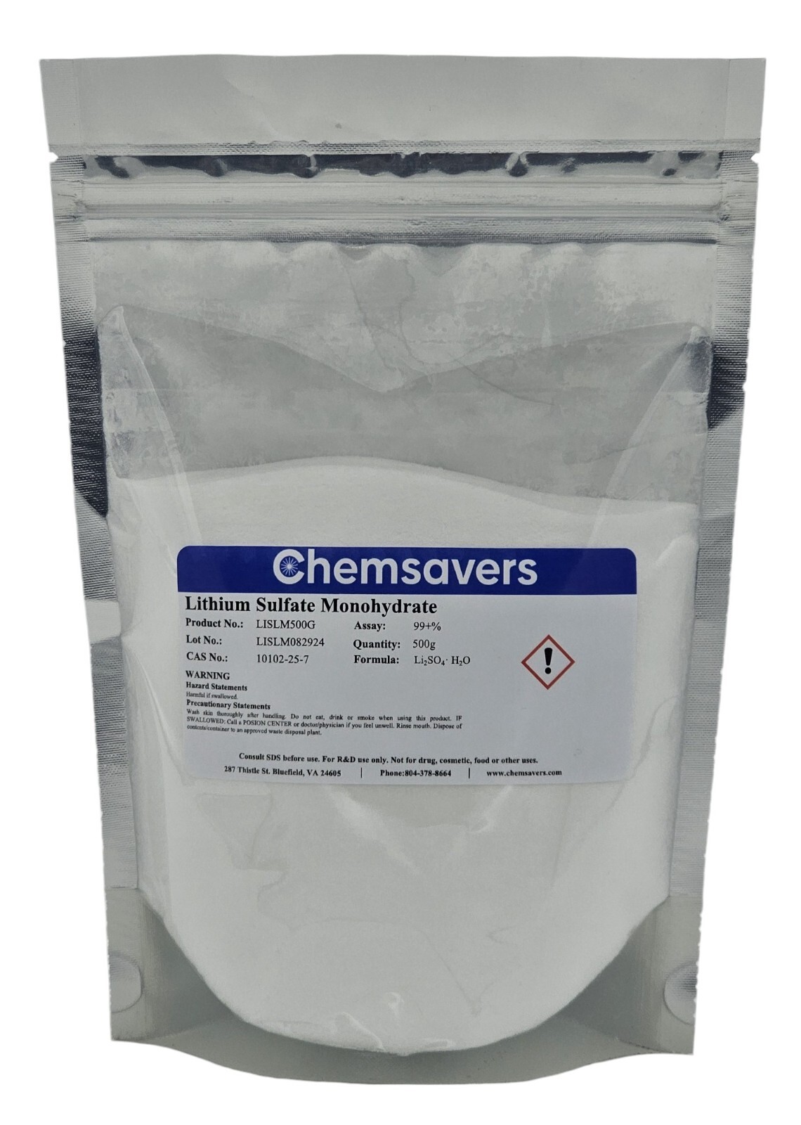 Lithium Sulfate Monohydrate, 99+%, 500g