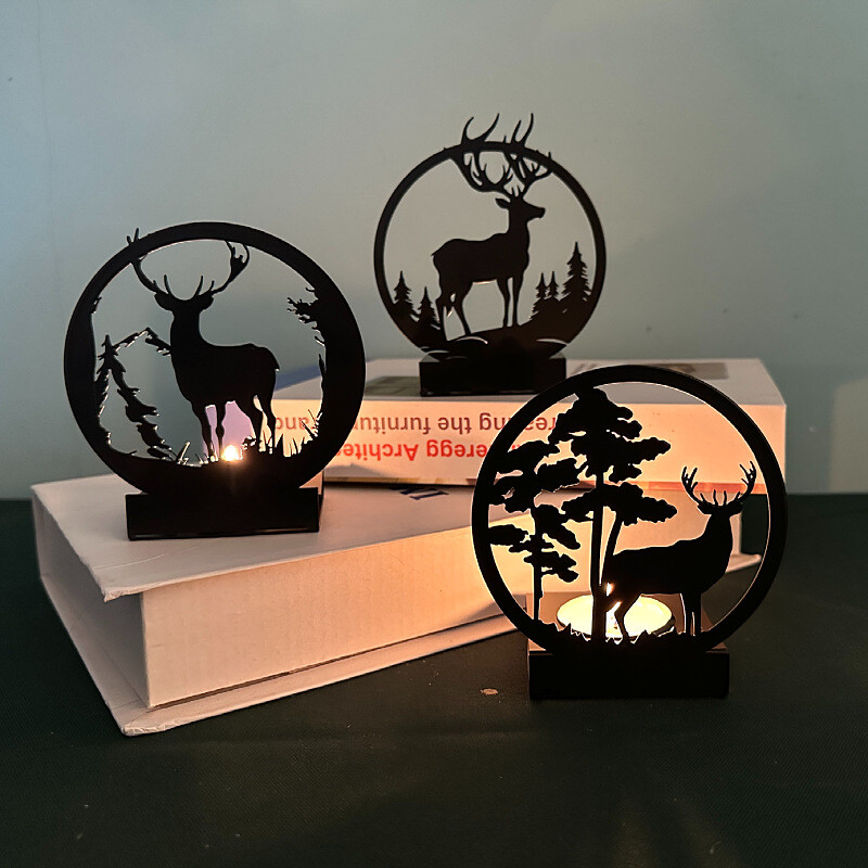 Candle Holder 3PCS Decorative Desktop Metal Tealight Holder Tealight Stand