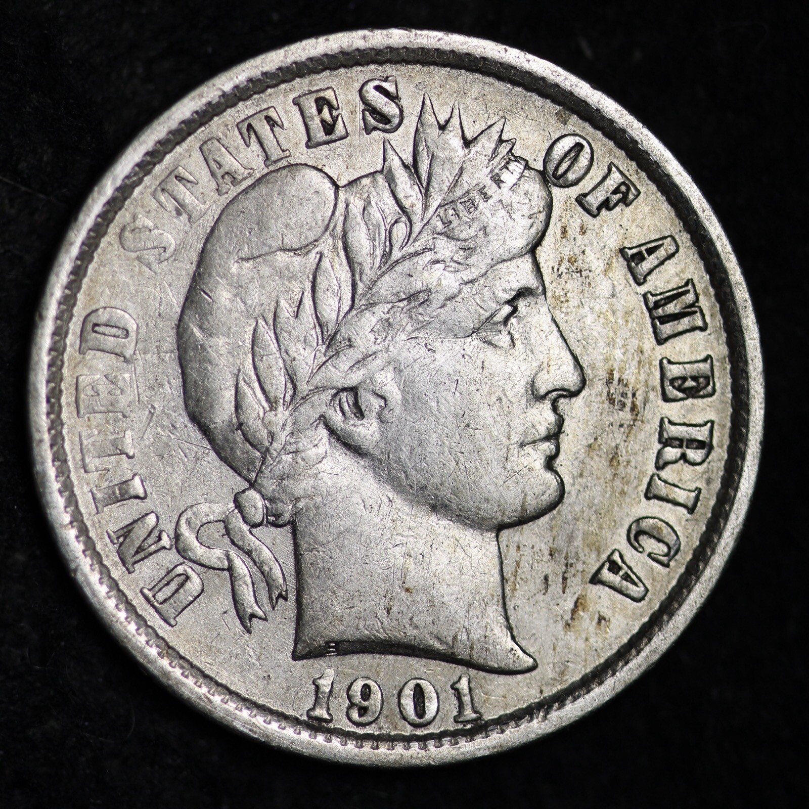 1901 Barber Silver Dime CHOICE AU FREE SHIPPING W8 ZCF