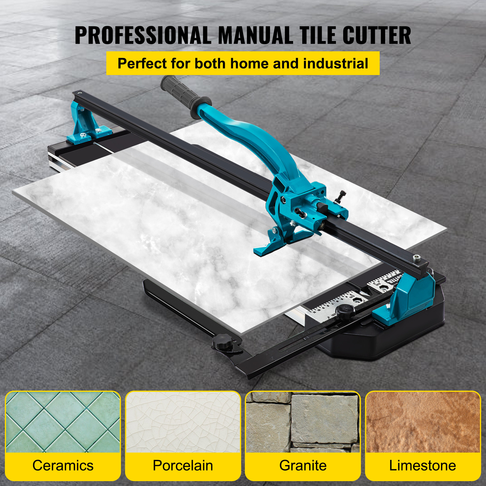 VEVOR Tile Cutter 39in Cutting Tool w/ Laser Guide Single Rail Double Brackets