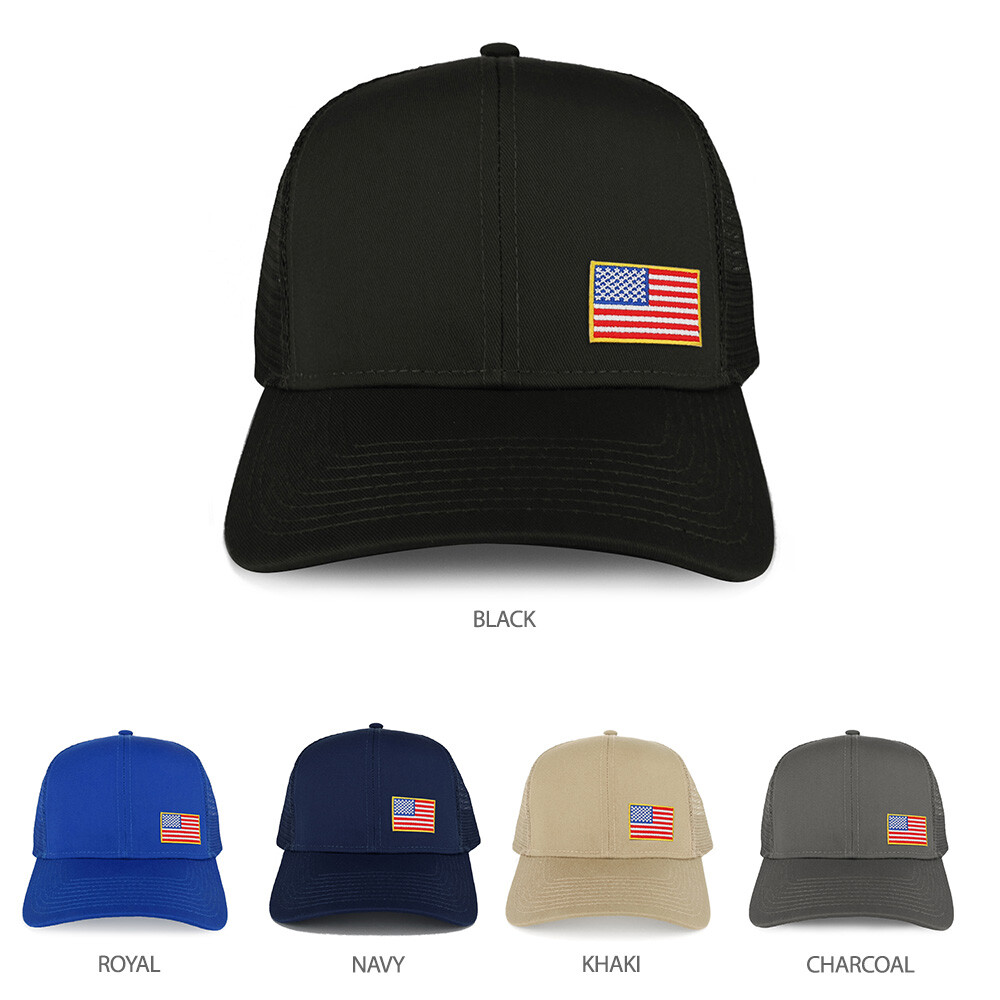 XXL Oversize USA Small Side Flag Patch Mesh Back Trucker Baseball Cap