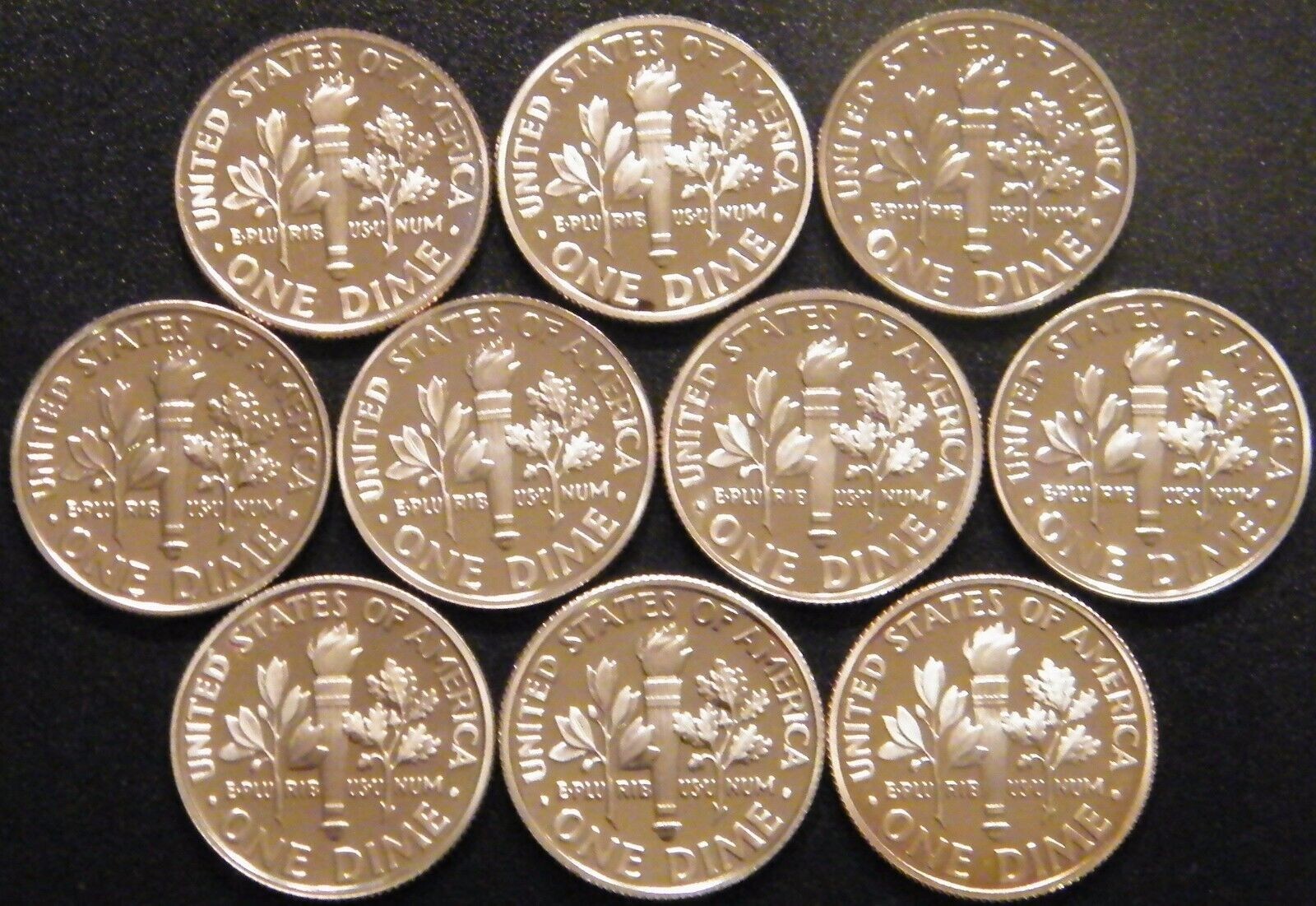 2000-2009 S Roosevelt Dime CLAD Proof Run 10 Coin Set
