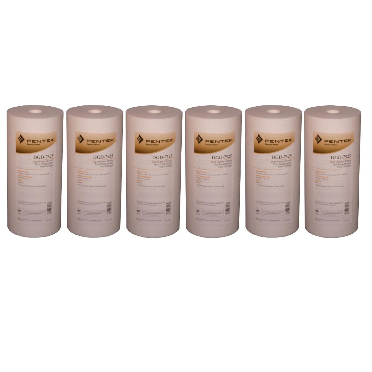Pentek DGD-7525 25 Micron Whole House 10 Inch Sediment Water Filter 6 Pack