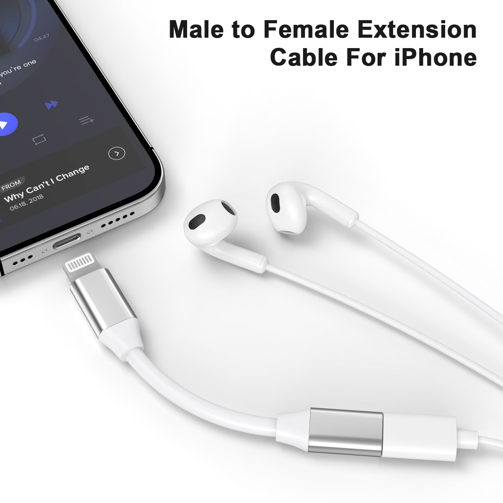 9cm Lightning Male to Lightning Female Charger Adapter,iPhone Extension Charg...