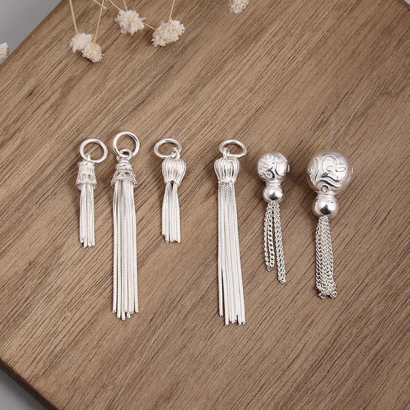 1PC S925 Pure Silver Tassel Pendant Diy Bracelet Accessories Jewelry Pendant