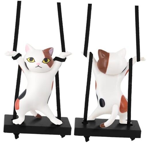 Car Swinging Ornament,Cute Cat Cars Pendant Swinging Hanging,Cool Car Calico