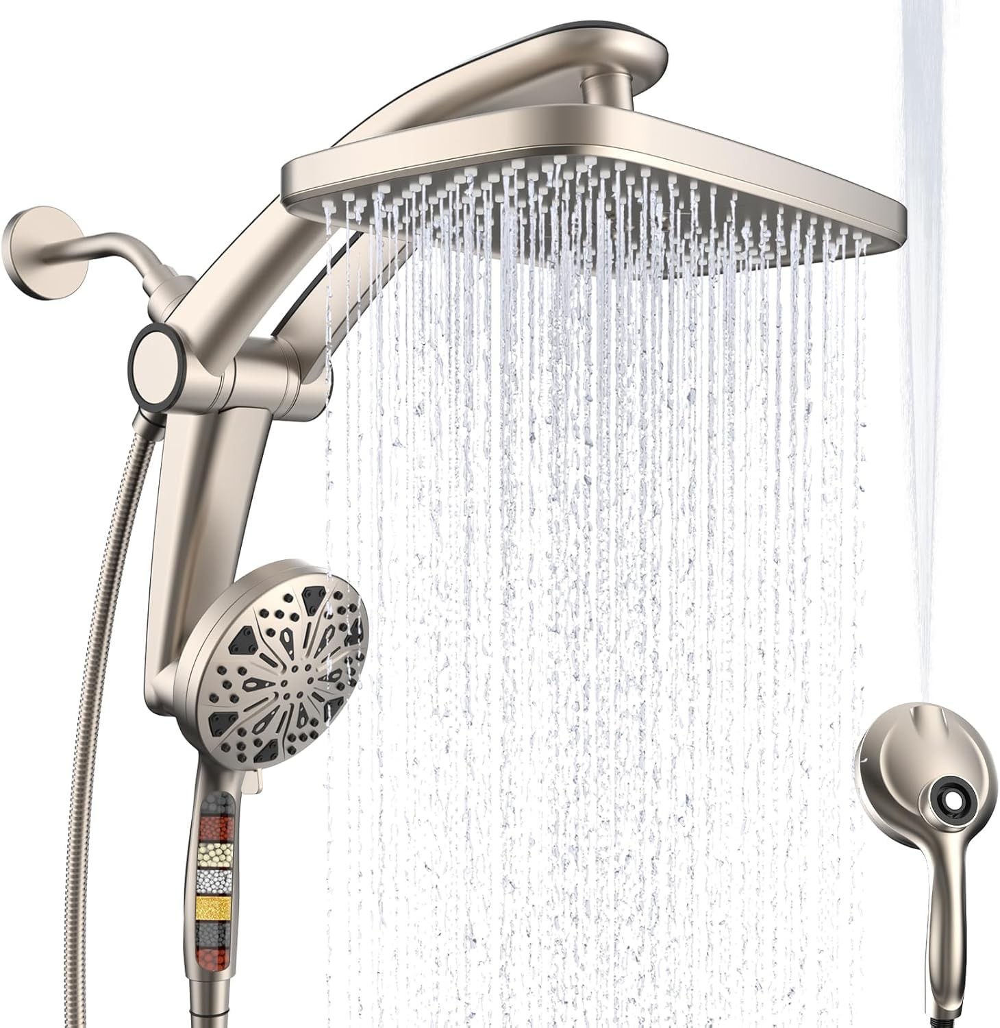 Rain Shower Head with filtered Handheld High Pressure 12, Brushed Nickel