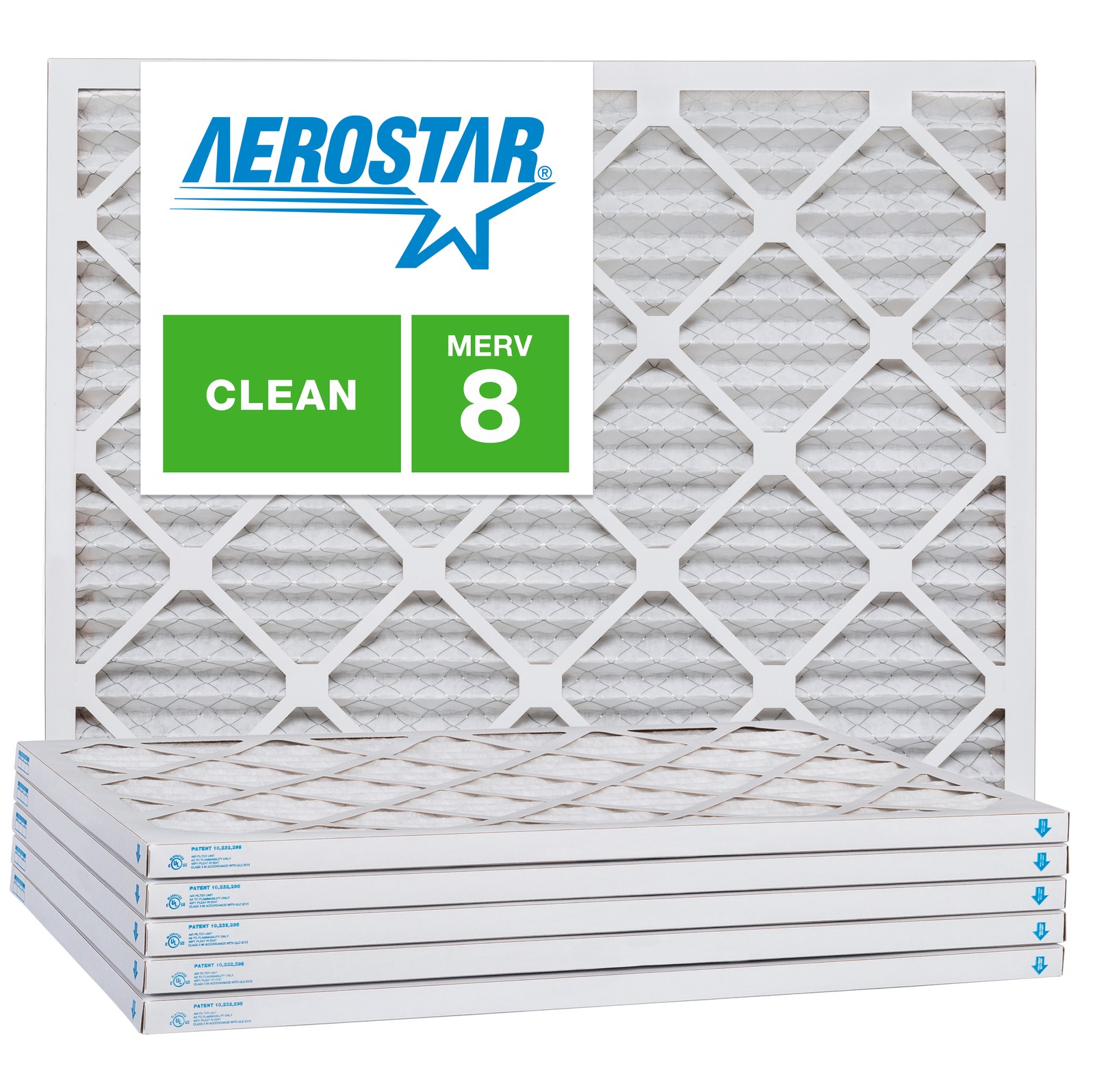 Aerostar 8x16x1 MERV  8, Pleated Air Filter, 8x16x1, Box of 6, Made in the USA