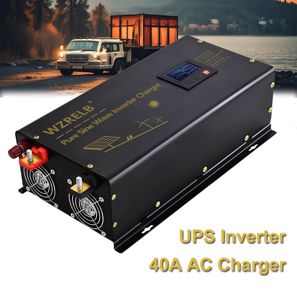 24V Pure Sine Wave Inverter 3000W Hybrid UPS Power Converter Charger 40A TrucK