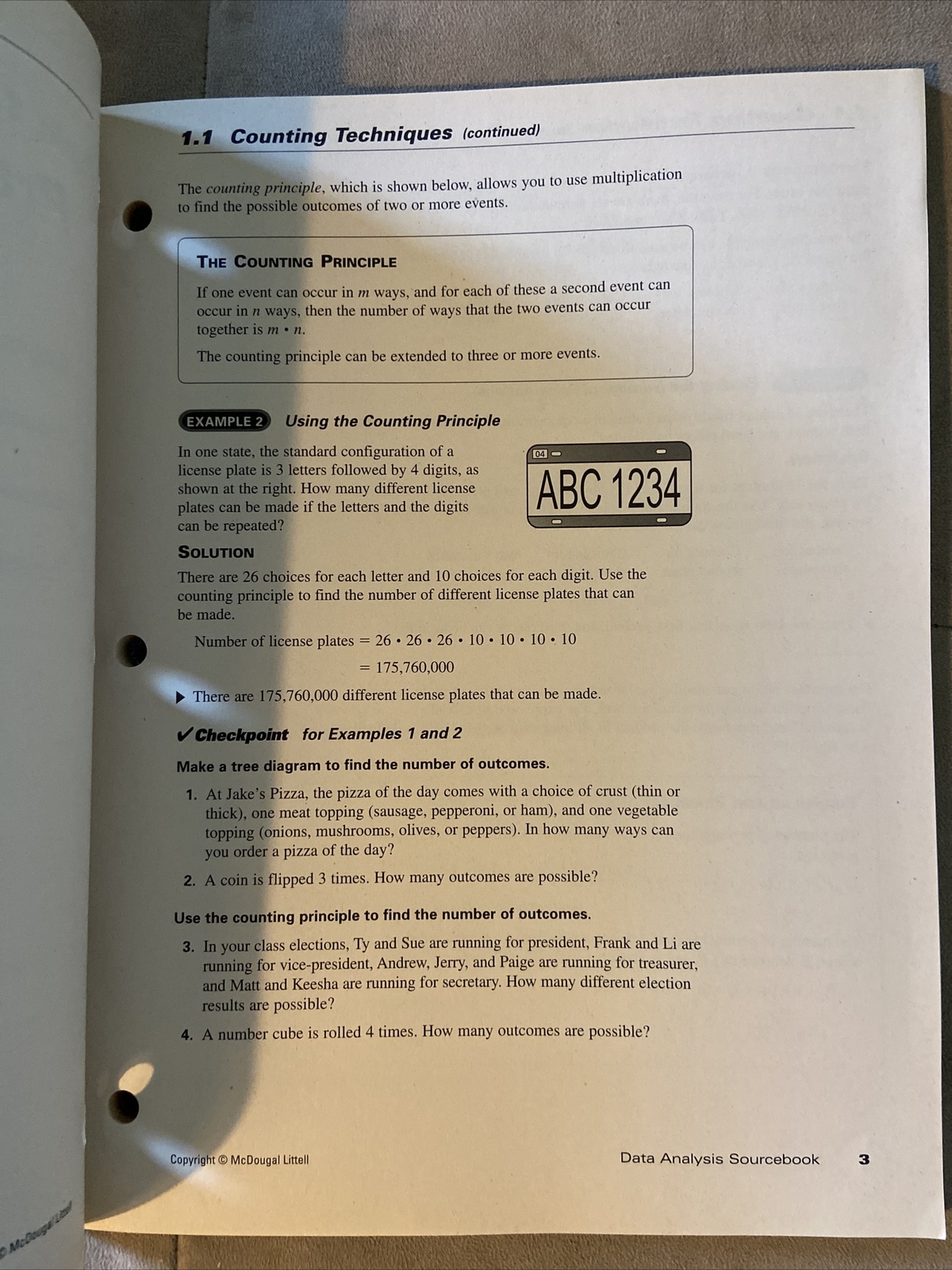 Data Analysis Sourcebook McDougal Littell Learning Material