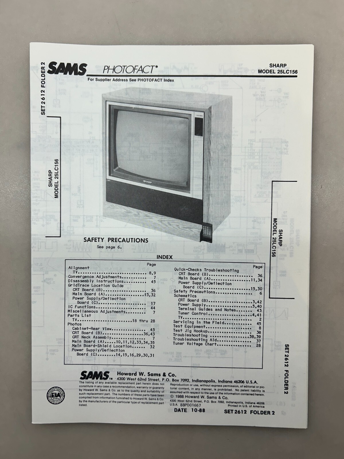 Sharp 25LC56 Service Manual Sams Photofact Free Shipping