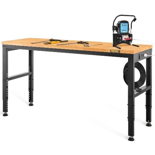 72cm Woodworking Workbench Adjustable Height Oak Wood Hardwood Top Work Table