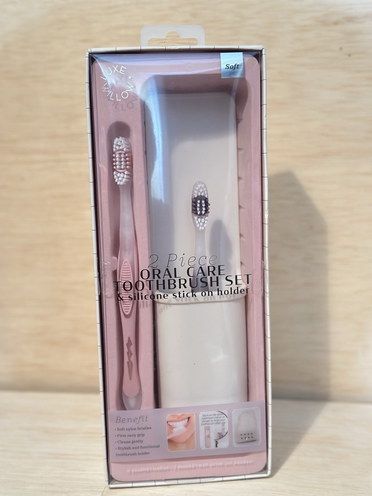Willow + Luxe 2 Piece Oral Care Toothbrush Set And Holder