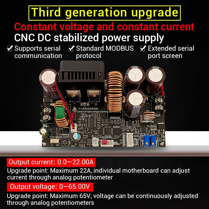 22A 1400W Step-Down Module, DC 6-75V, CNC Adjustable Voltage Regulator, Power