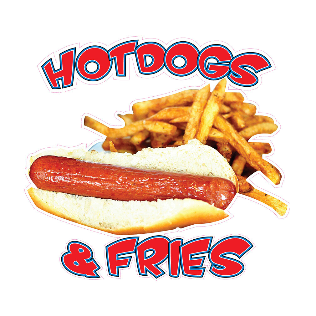 Food Truck Decals Hotdogs & Fries Restaurant & Food Concession Sign Red