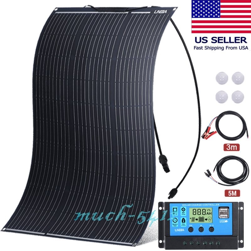 100W Flexible Solar Panel Mono Off-grid Power RV Boat Camping Home Marine Car