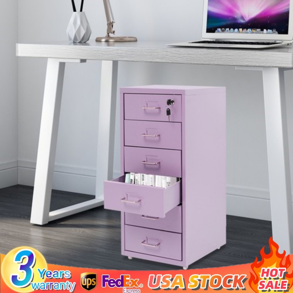 Metal 6 Drawer File Cabinet w/Lock Metal Vertical Filing Cabinet for Office Home