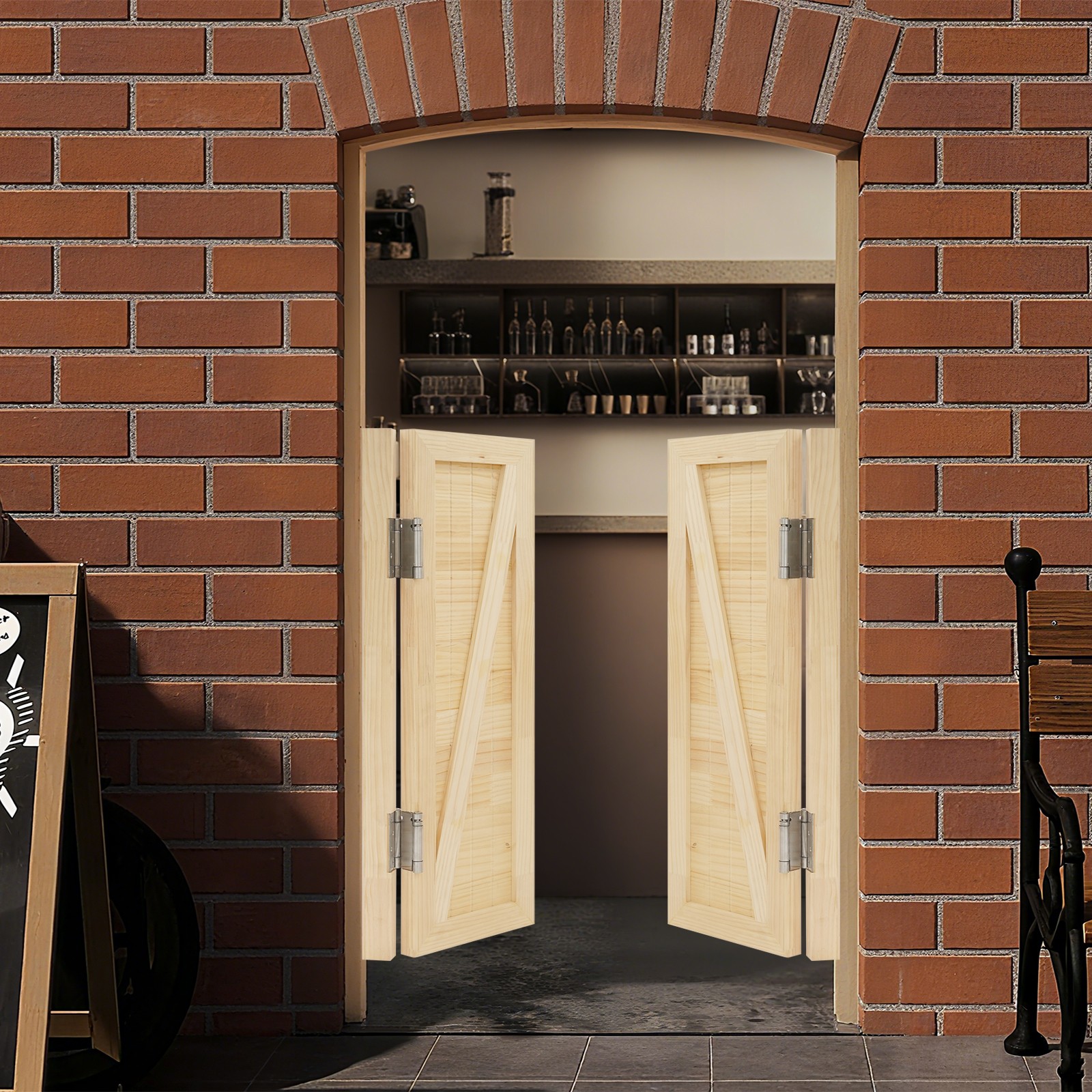 Partition Door for Shop Entrance Partitio Swing Solid Wood Door Log Color SALE
