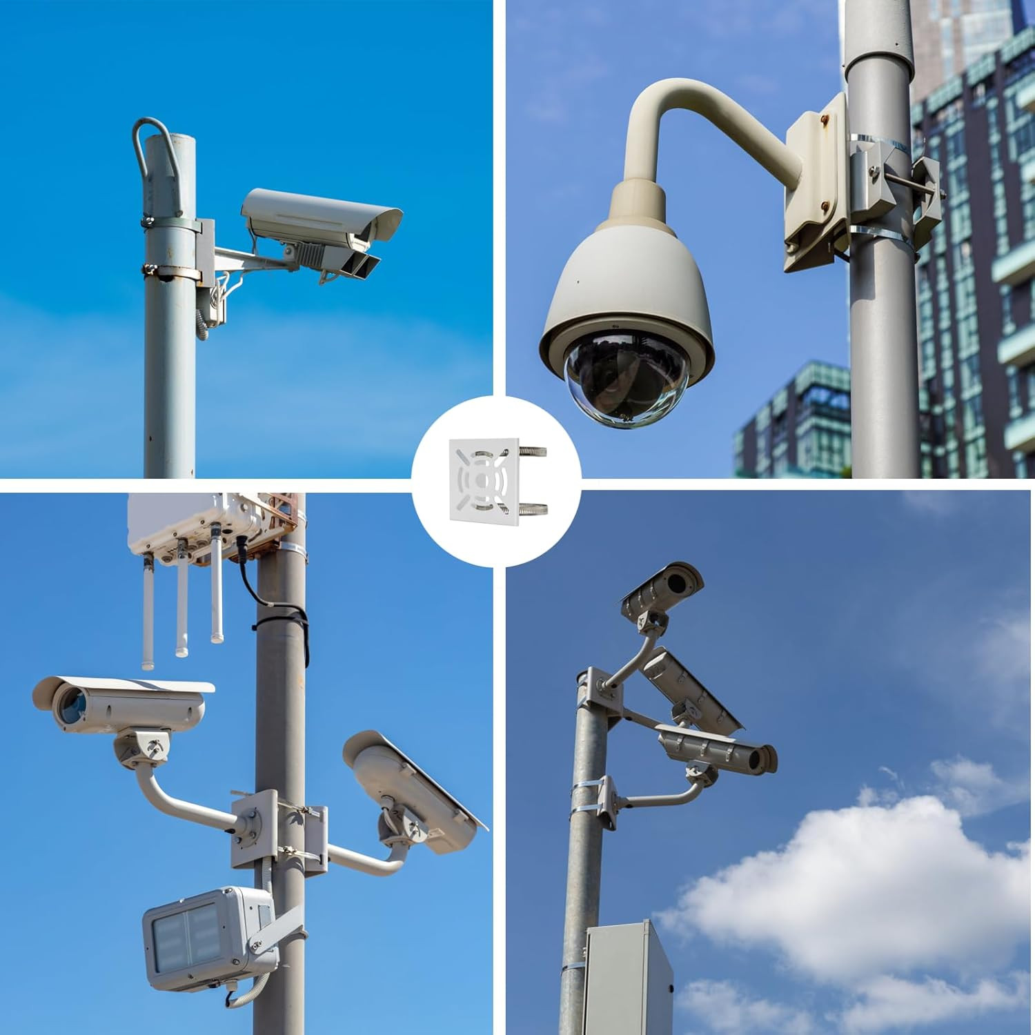 Universal Pole Mount Bracket 2 Loops for CCTV PTZ Camera AP CPE Adapter