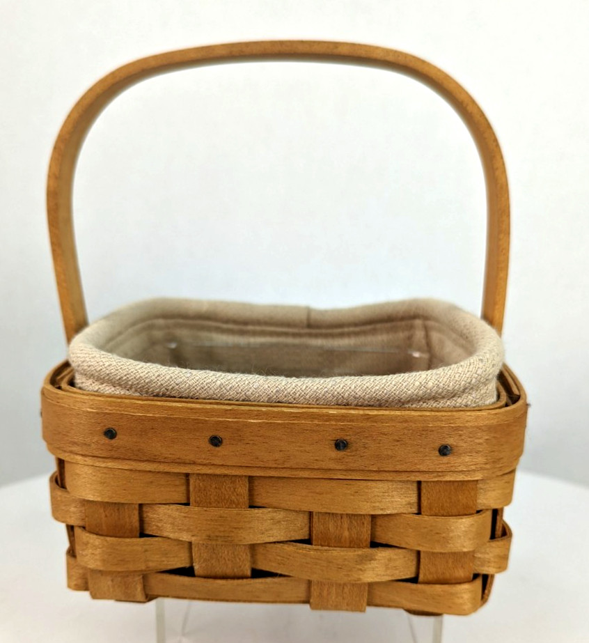 Longaberger 2 2003/2004 Tarragon & Small Berry Combo Fabric/Plastic Baskets