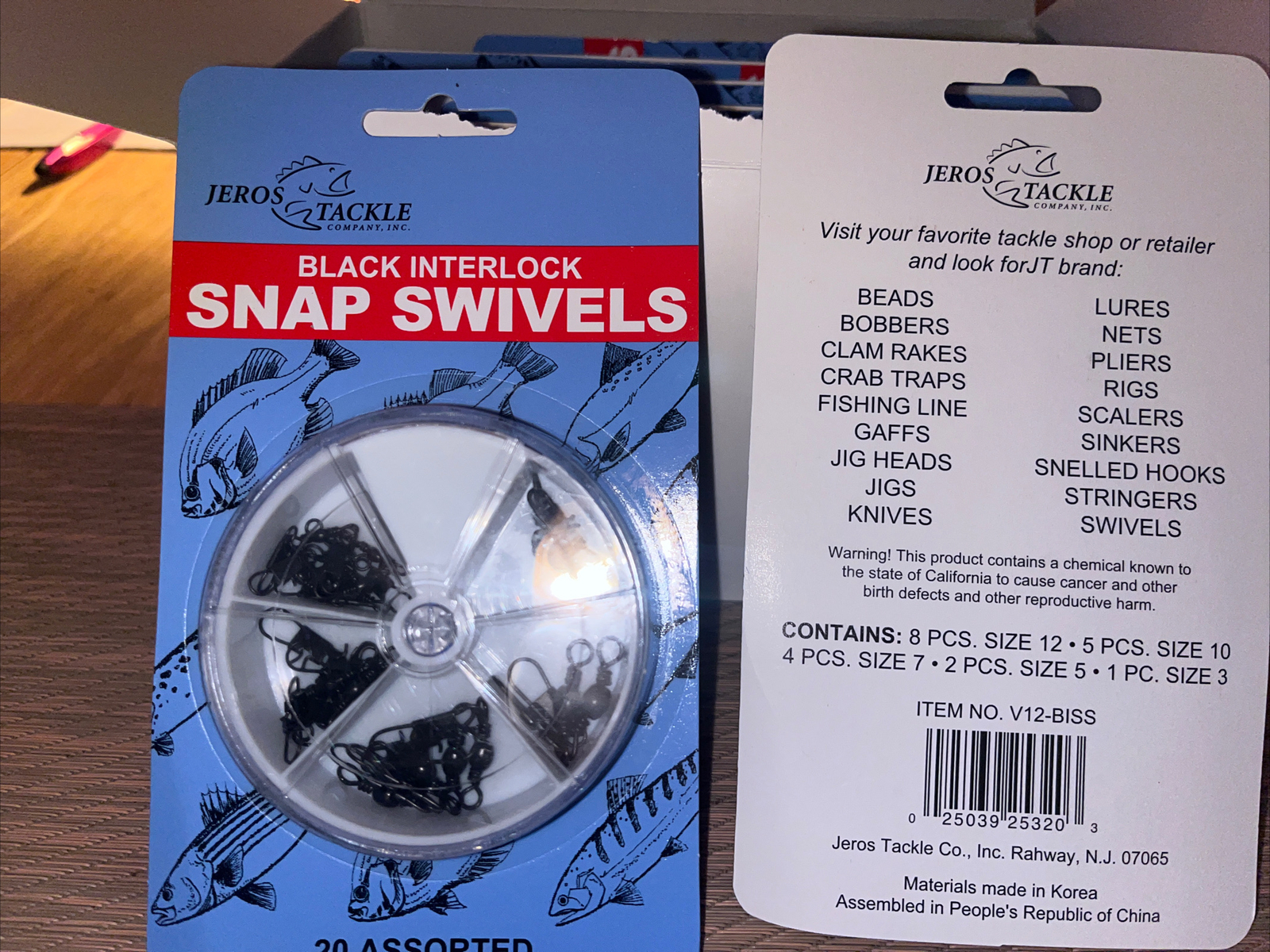 Jeros Black Interlock Snap Swivels Dail Box  12 PCs