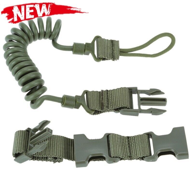 Tactical Hunting Elastic Pistol Lanyard Sling Gun Secure Spring Retention Rope