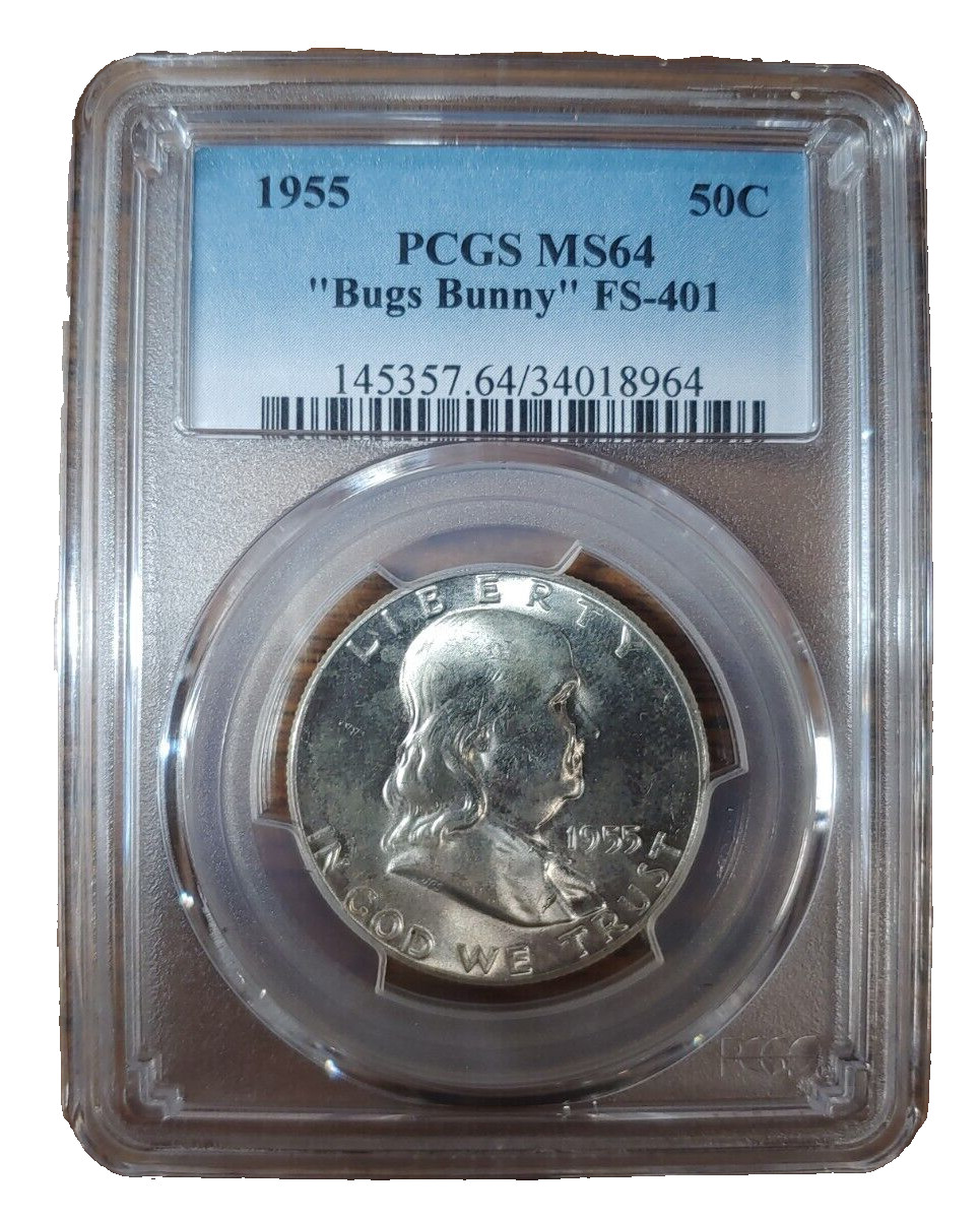 1955 50C Franklin Half Dollar PCGS MS64 Bugs Bunny FS-401