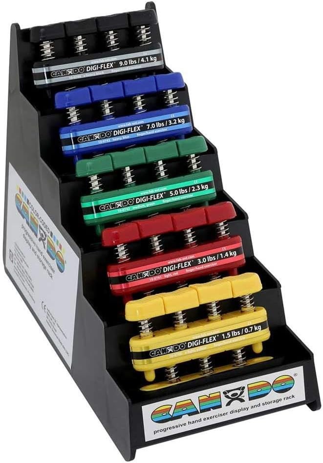 CanDo Digi-Flex Hand Exerciser Set of 5 with Case Finger Strength Therapy