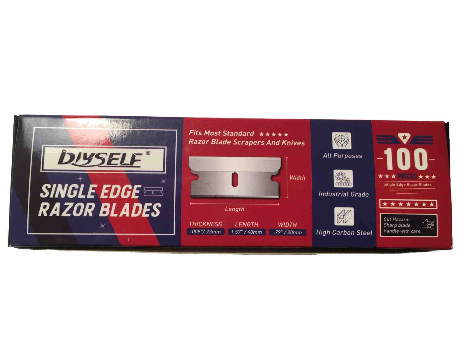 100 Single Edge .09 Razor Blades SK-5 High Carbon Steel DIY